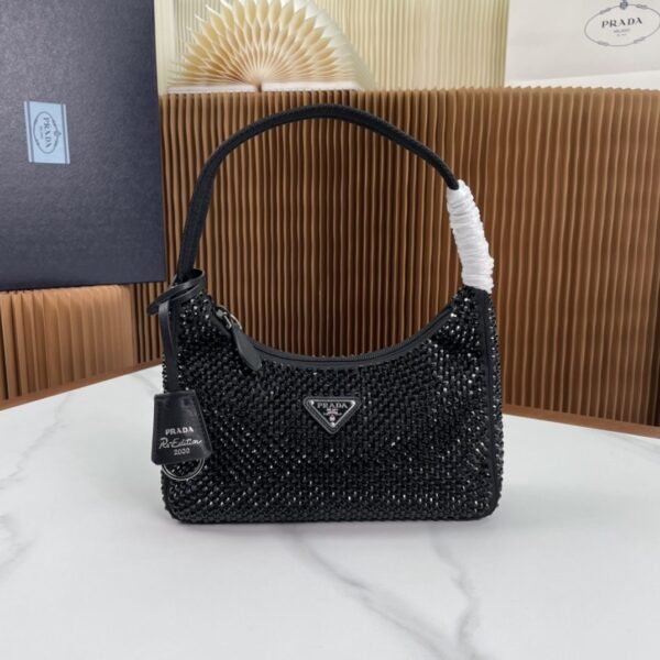 Prada 1NE515 Crystal-Embellished Mini Hobo Bag
