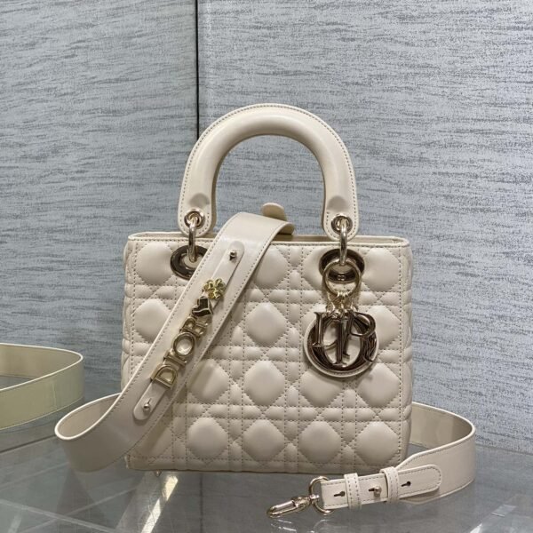 Dior Small Lady Dior 'My ABCDior' Bag in Ivory White