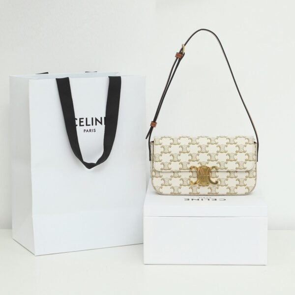 Celine Teen Triomphe Bag in Triomphe Canvas and Calfskin