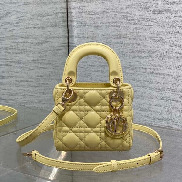 Micro Lady Dior Bag in Pale Yellow Cannage Lambskin