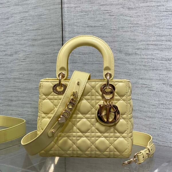 My Lady Dior Bag in Pale Yellow Cannage Lambskin with Customizable Strap