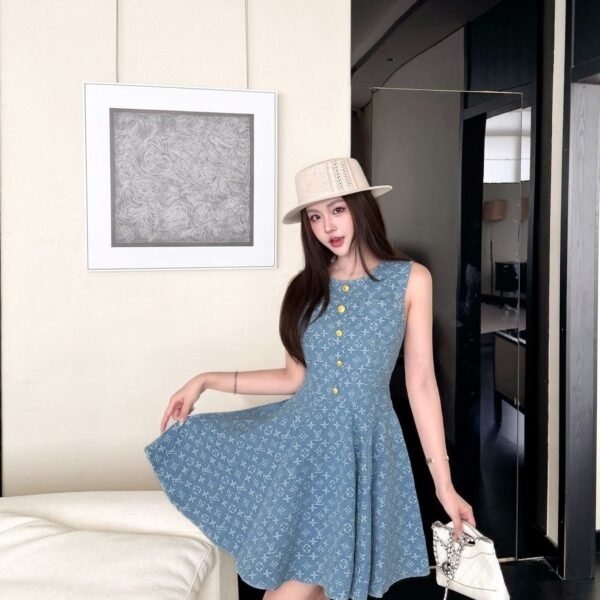 Louis Vuitton Monogram Denim Sleeveless Mini Dress