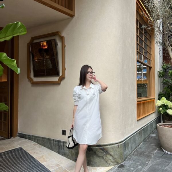 Minimalist Tailored Short-Sleeve Shirtdress
