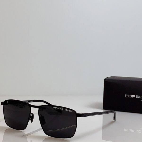 Porsche Design Black Square Aviator Sunglasses Polarized Style