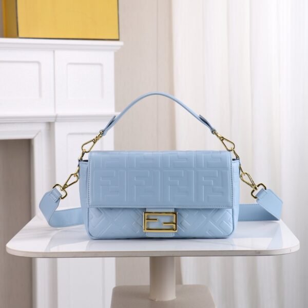 Fendi Baguette FF Embossed Leather Shoulder Bag