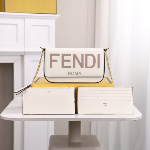Fendi Embossed Logo Leather Mini Chain Bag Set