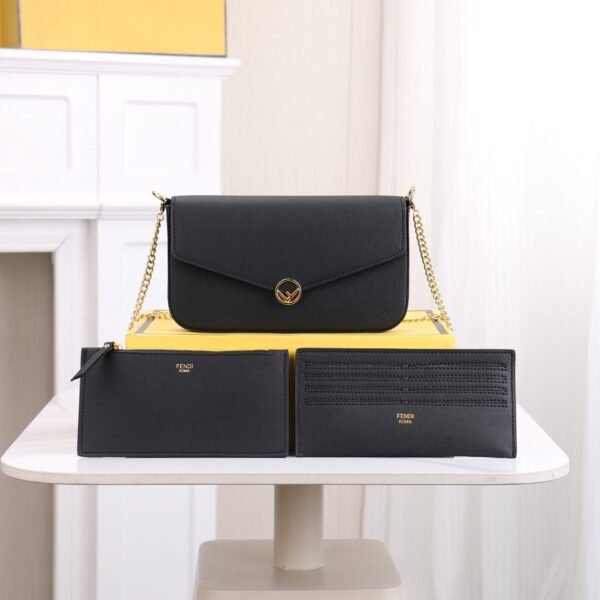 Fendi FF Embossed Leather Mini Chain Bag Set