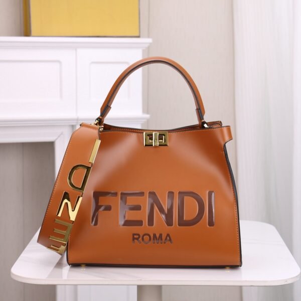 Fendi Peekaboo X-Lite Black Leather Tote Bag
