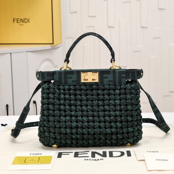 Fendi Peekaboo Mini Woven FF Top Handle Bag