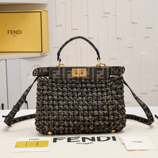 Fendi Peekaboo Mini Woven FF Top Handle Bag