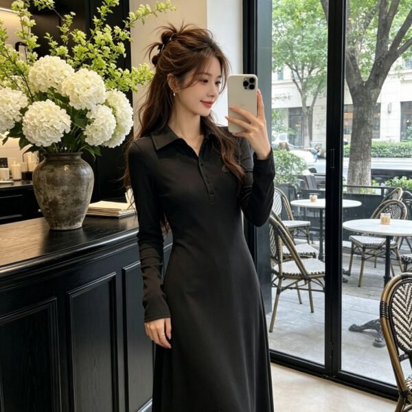 BADBLOOD Long Sleeve Polo Maxi Dress