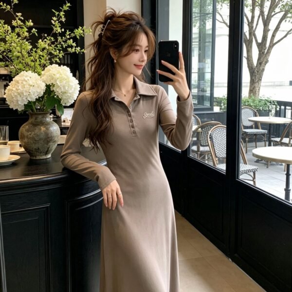 BADBLOOD Long Sleeve Polo Maxi Dress