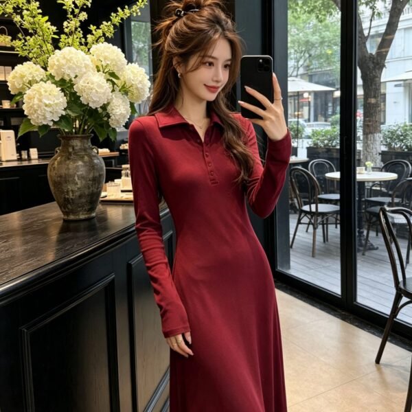 BADBLOOD Long Sleeve Polo Maxi Dress
