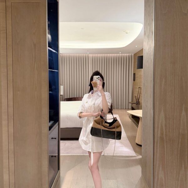Burberry  Ruffle Belted Shirt Mini Dress