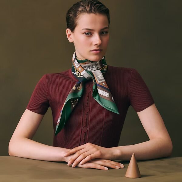 Hermes Silk Horse Collar Print Square Scarf