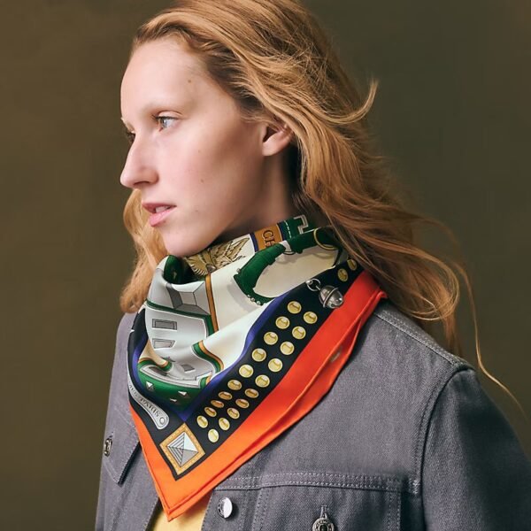 Hermes Silk Horse Collar Print Square Scarf