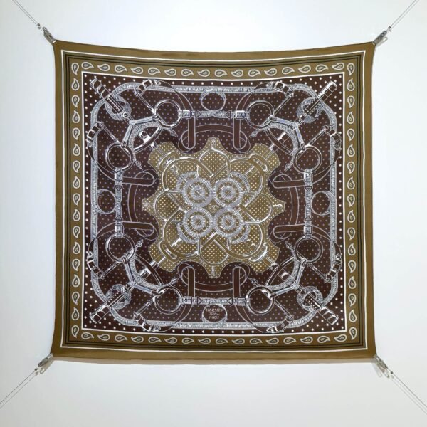 Hermes Silk Horse Bit Print Square Scarf