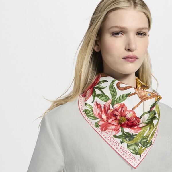 Louis Vuitton Silk Floral Print Square Scarf