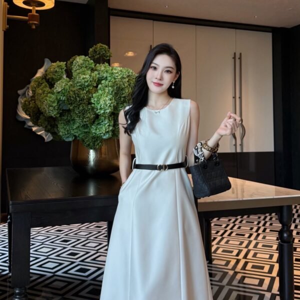 Silk Wool Blend Sleeveless A-Line Maxi Dress