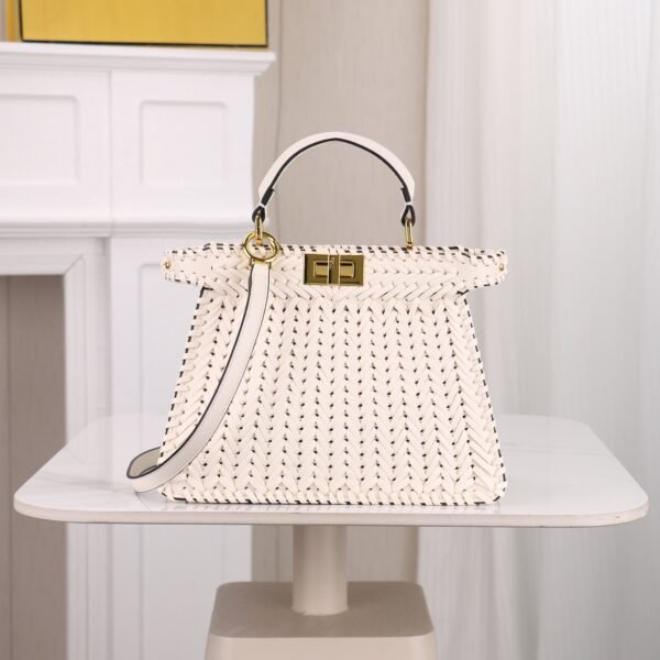 Fendi Peekaboo Woven Leather Top Handle Bag