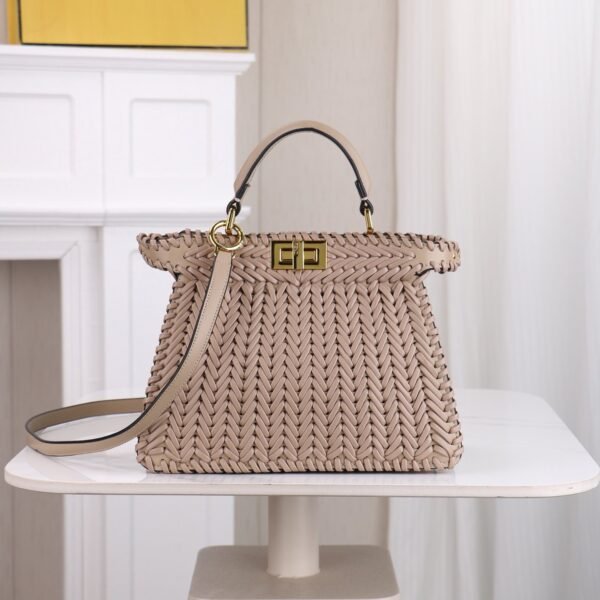 Fendi Peekaboo Woven Leather Top Handle Bag
