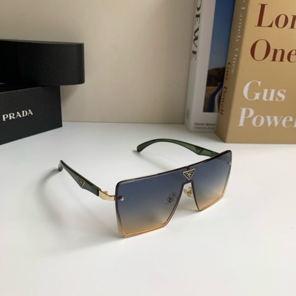 Prada Rimless Geometric Sunglasses Gradient Lens Gold Detail