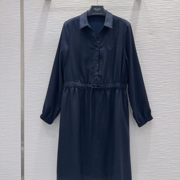 Prada Navy Long Sleeve Shirt Dress