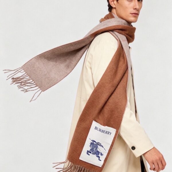Burberry Wool Blend Logo Long Scarf
