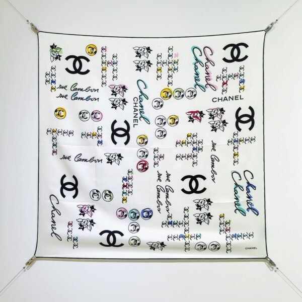 Chanel Graphic Silk Twill Square Scarf 90