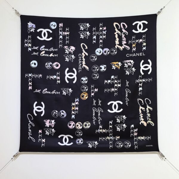 Chanel Graphic Silk Twill Square Scarf 90