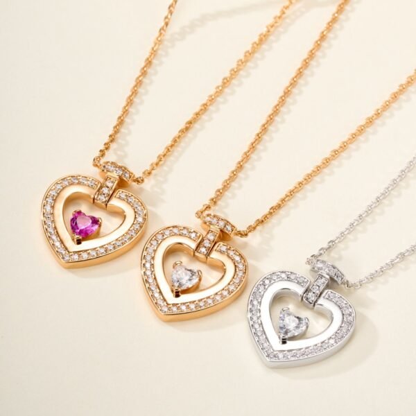 Fred Rose Gold Pave Heart Pendant Necklace