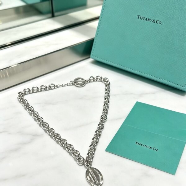 Tiffany & Co. Silver Oval Tag Chunky Chain Necklace