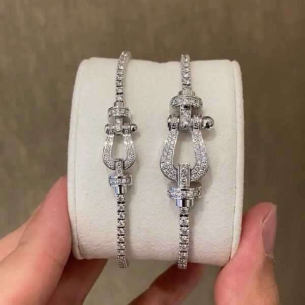 Fred Silver Pavé Horseshoe Buckle Tennis Bracelet