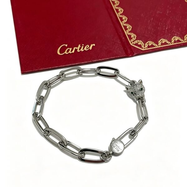 Cartier Silver Panthere Paperclip Chain Bracelet