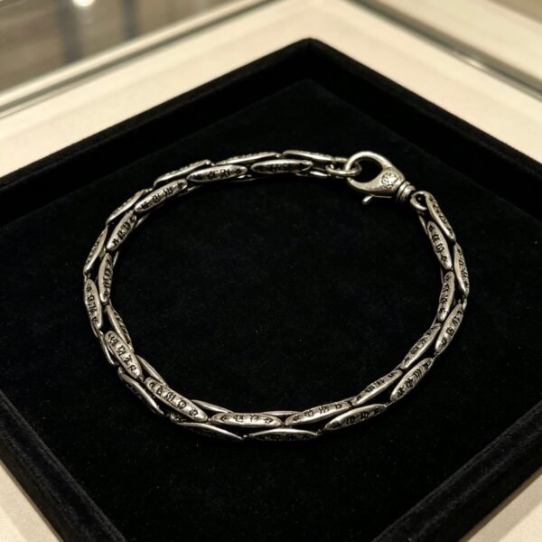 Chrome Hearts Silver Engraved Link Bracelet