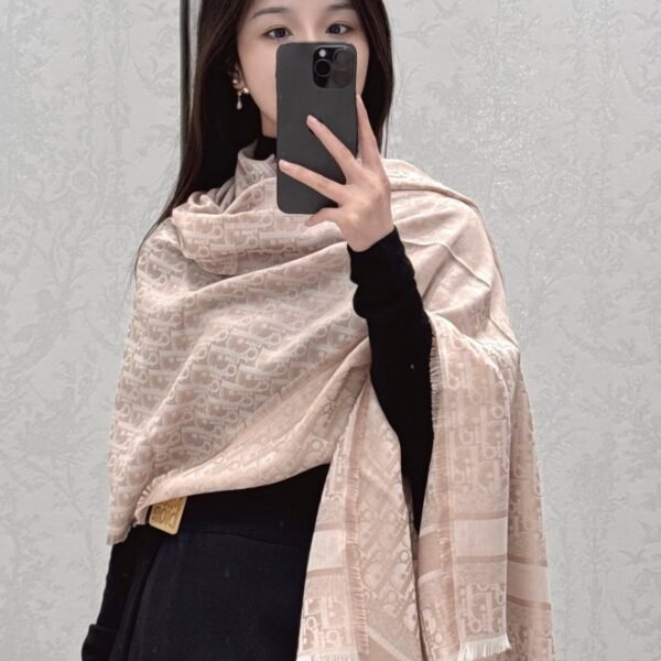 Dior Silk-Wool Monogram Jacquard Long Scarf 70x200 cm