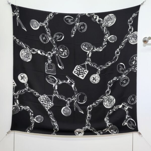 Chanel Graphic Cashmere-Silk Blend Square Scarf 140