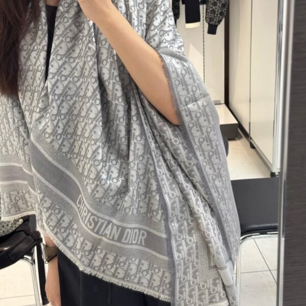 Dior Silk-Wool Monogram Jacquard Square Scarf 140x140 cm