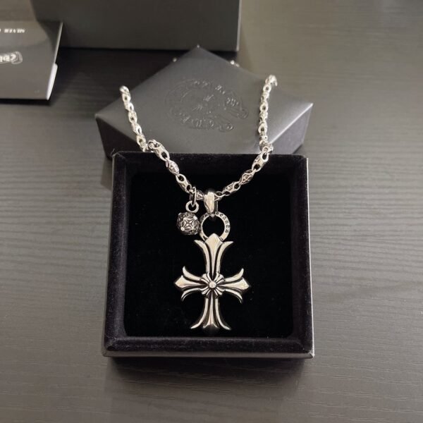 Chrome Hearts Silver Cross Pendant Necklace