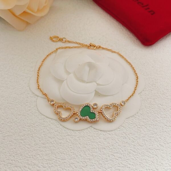 Qeelin Rose Gold Green Triple Wulu Bracelet