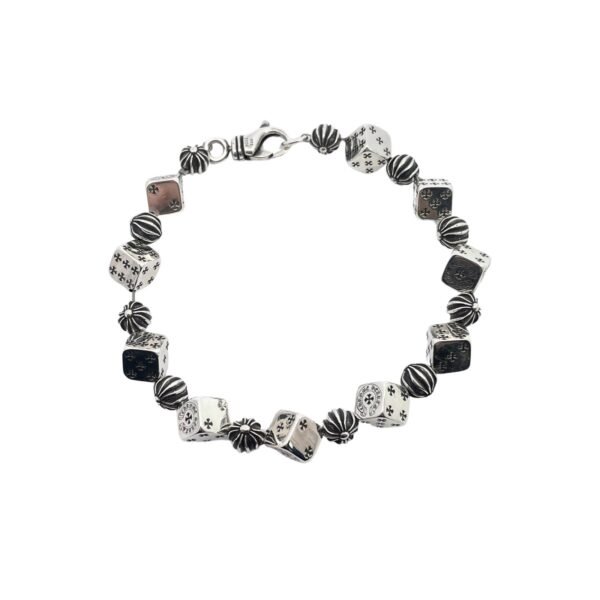 Chrome Hearts Silver Dice and Cross Ball Bracelet
