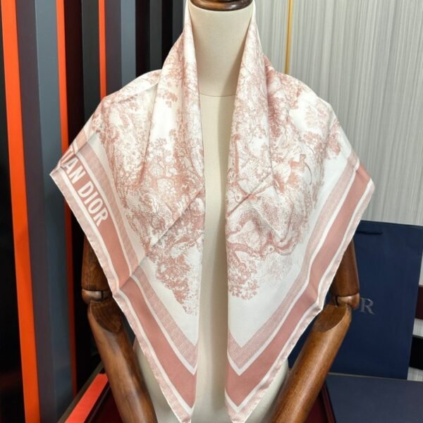 Dior Silk Signature Stripe Print Square Scarf