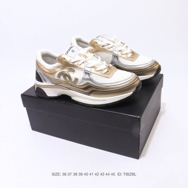 Chanel Metallic Logo Lace-Up Sneakers