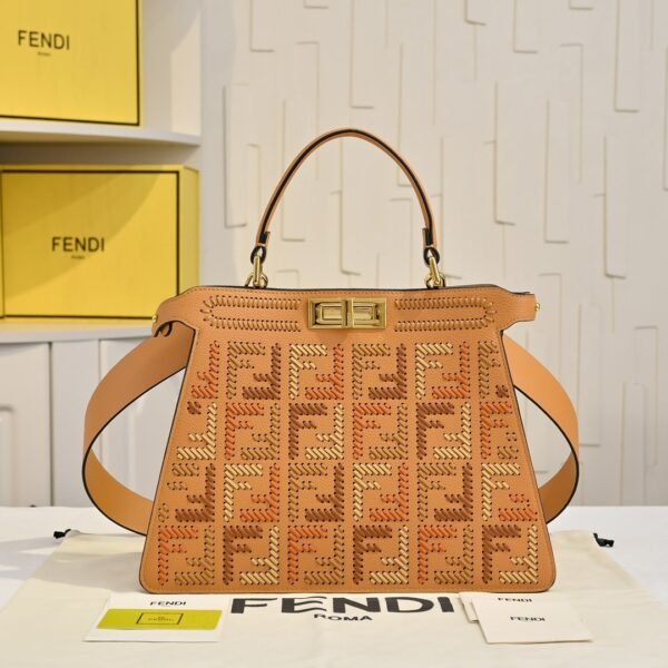 Fendi Peekaboo ISeeU Woven Leather Large Tote Bag