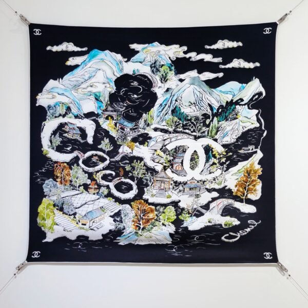 Chanel Graphic Silk Twill Square Scarf