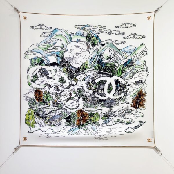 Chanel Graphic Silk Twill Square Scarf