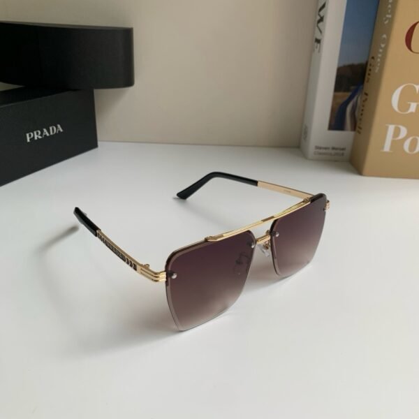 Prada Square Metal Rimless Sunglasses