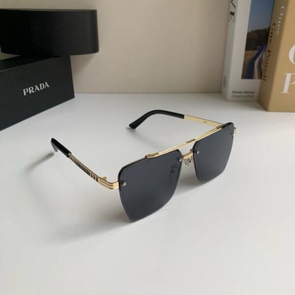 Prada Square Metal Rimless Sunglasses