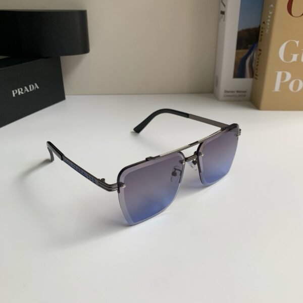 Prada Square Metal Rimless Sunglasses