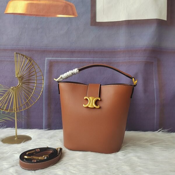 Celine Triomphe Small Leather Bucket Bag